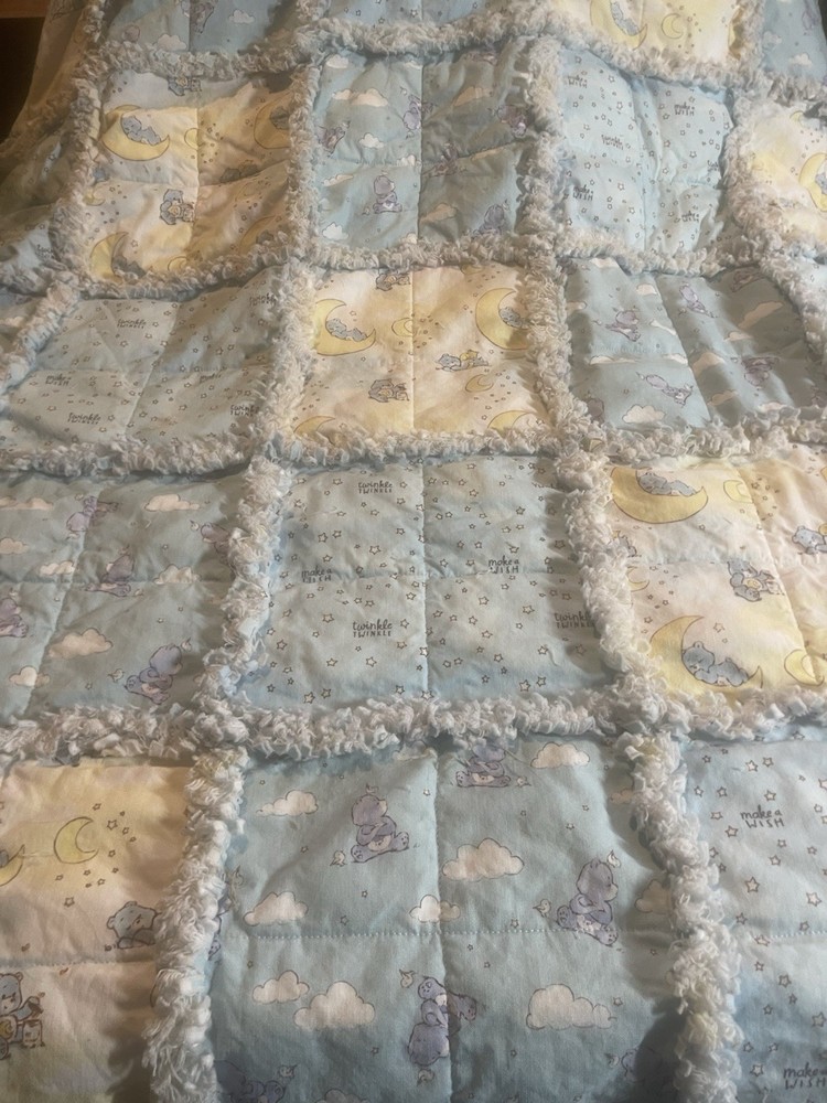 Blue Care Bear Rag Quilt