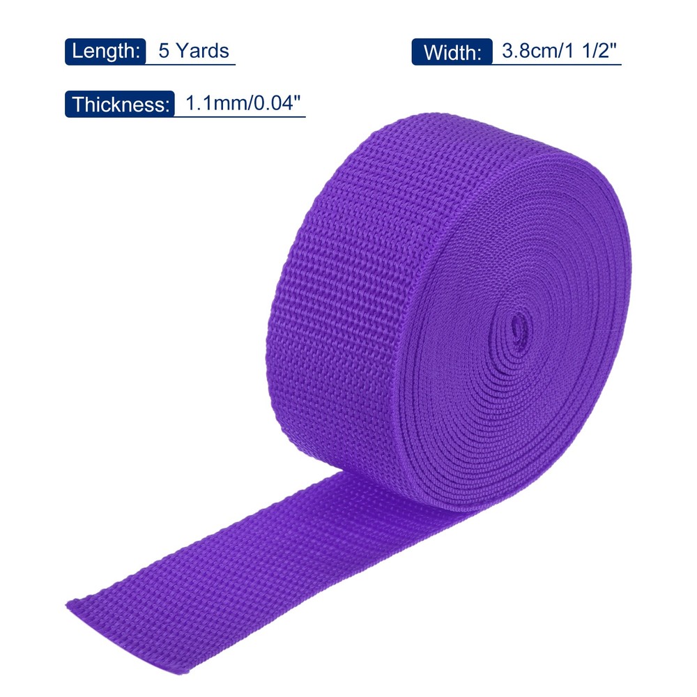 Lightweight Polypropylene Webbing Strap 3.8cm 5 Yard Dark Purple