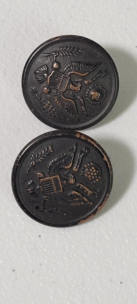 Vintage WWI Eagle 5/8 Button X2     (MIL-3)