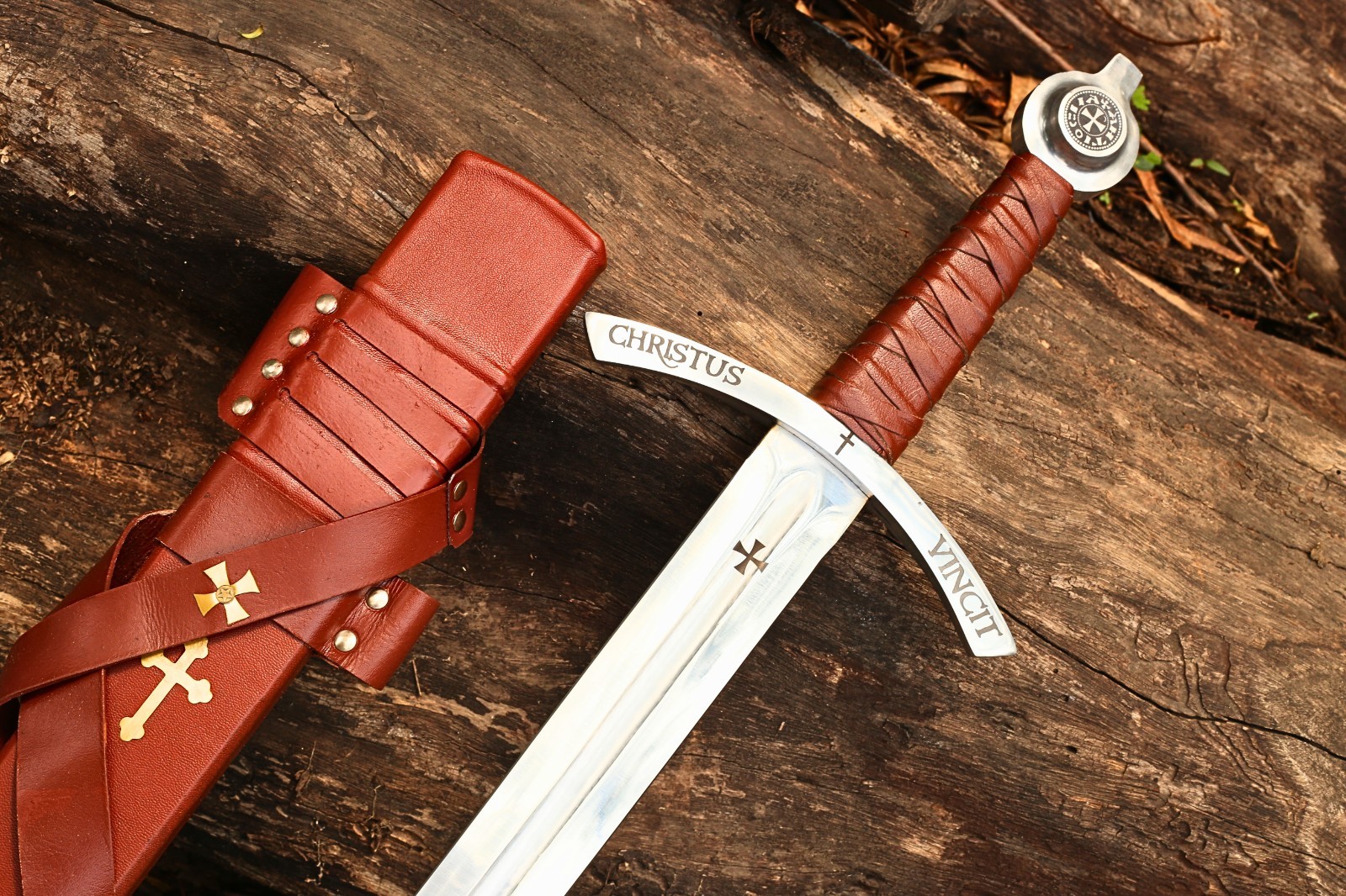 Hand-forged Knights Templar Sword Set — display, cosplay, best gift for him.