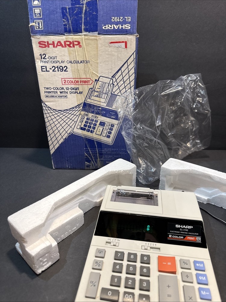 New Sharp EL-2192 Printing Calculator In Open Box Tested Works Missing Arm