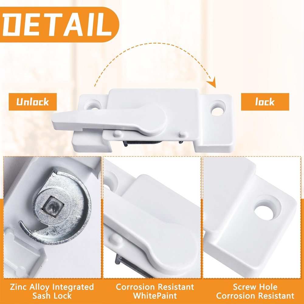 4 Pack Windows Sash Lock-Sliding Window Sash Locks for Single-Hung and Double-Hu