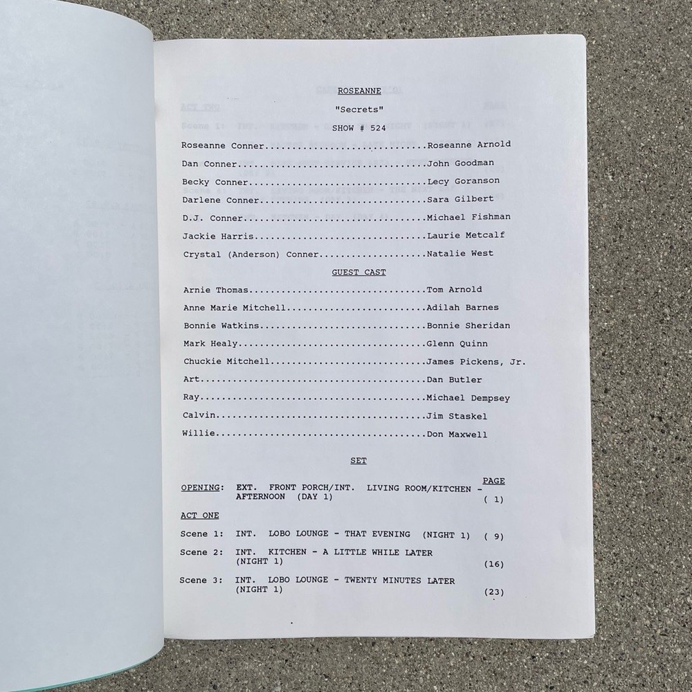 Roseanne Original 1992 Production Used Final Draft Script Secrets Barr Metcalf