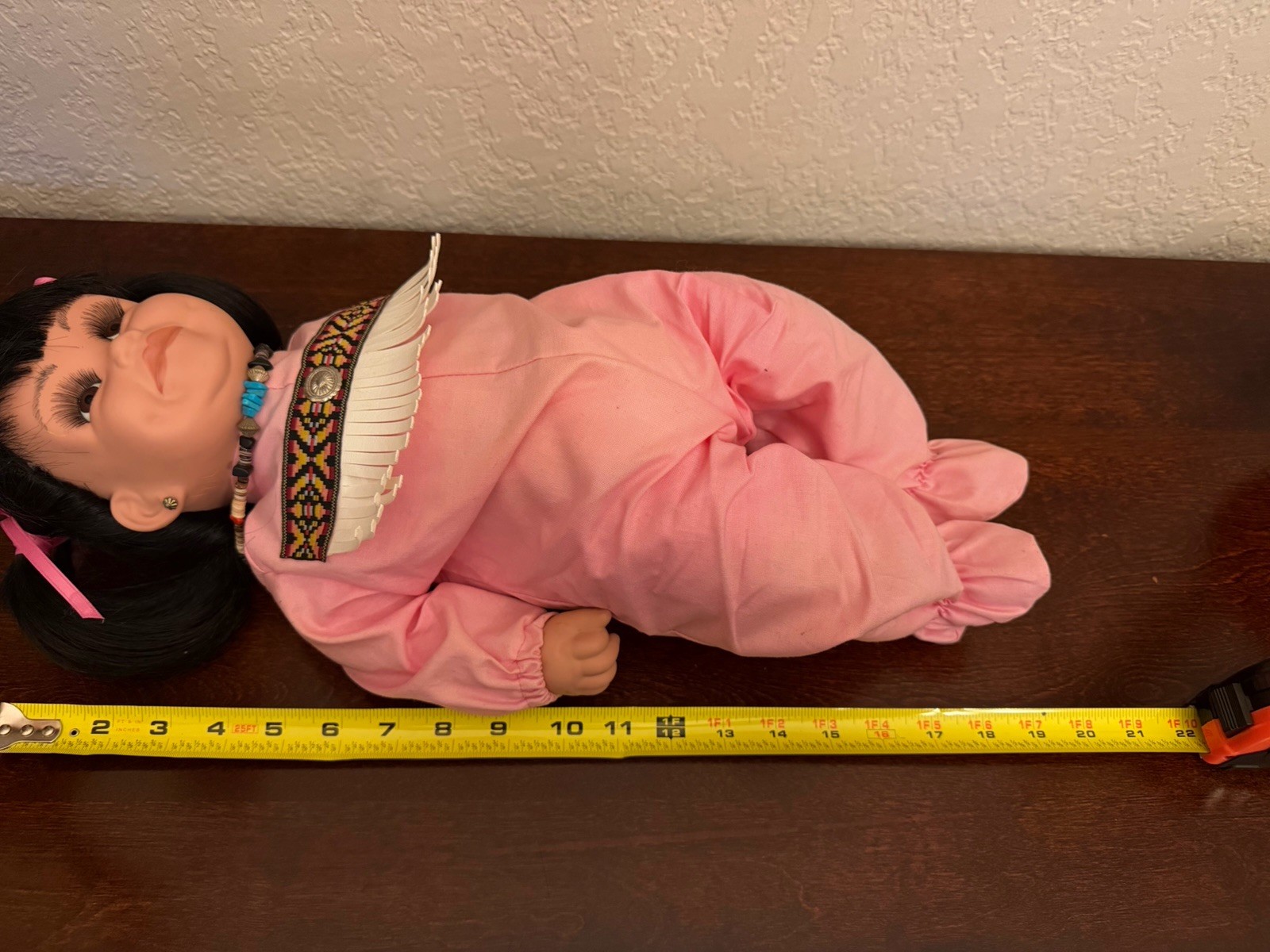 Vtg Louann Paul Native American Navajo Porcelain Face Hands Weighted Doll Signed