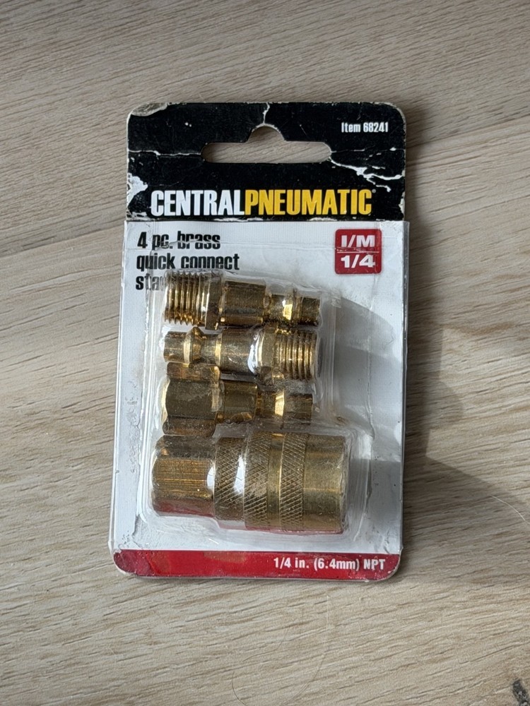 Central Pneumatic Brass Industrial Quick Coupler Set 4 Pc
