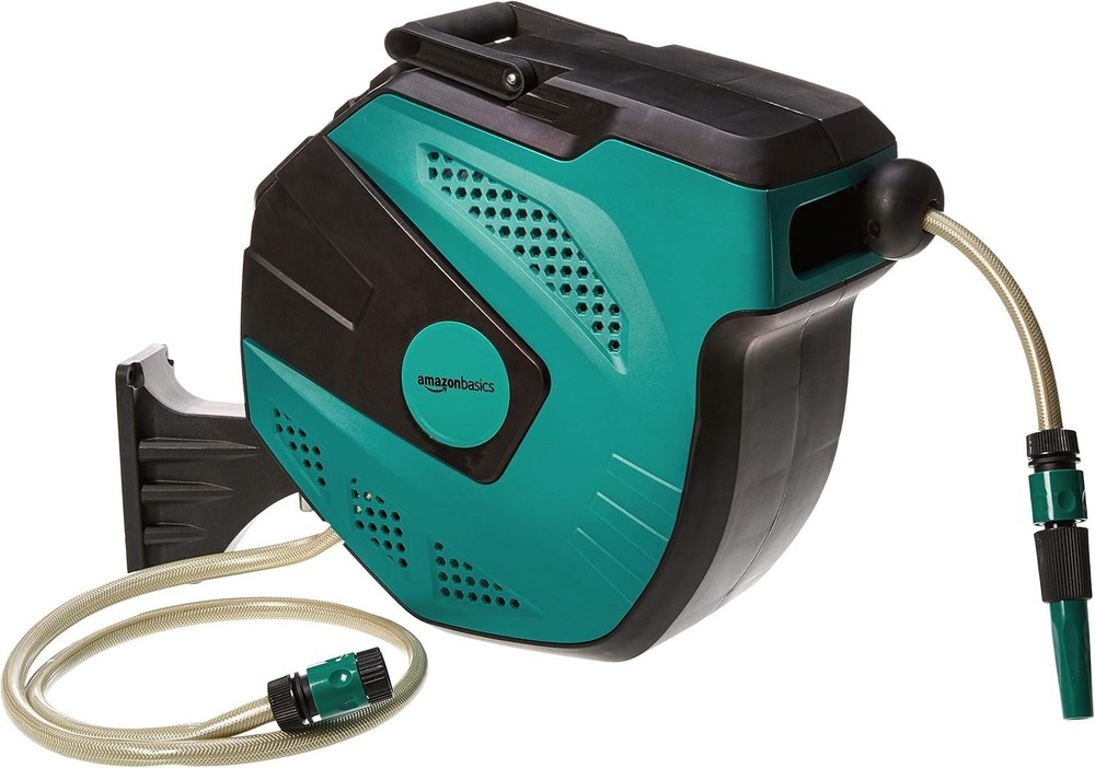 Amazon Basics Auto-Rewindable Wall-Mounted Reel with Hose 49ft