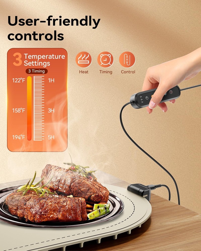 Food Warming Mat for Table & Buffet, Fast Heating Serving Pad with Adjustable...