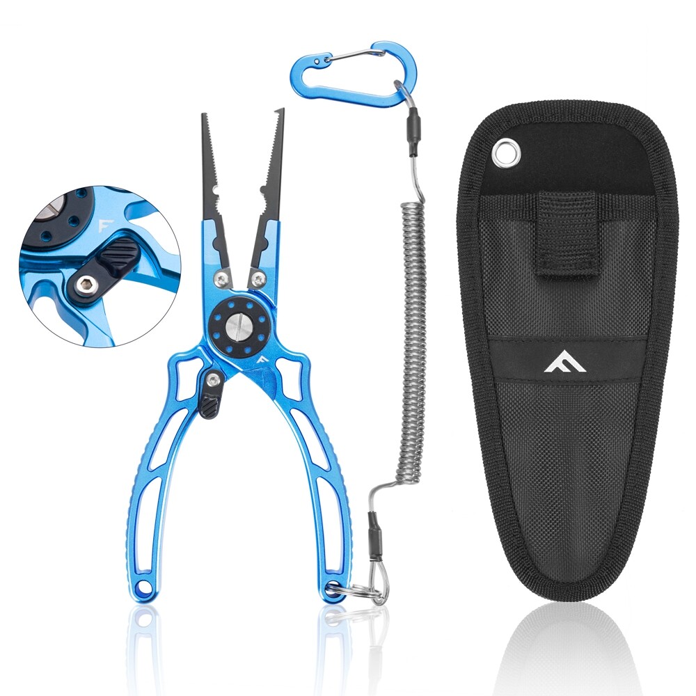 FLISSA 8" Aluminum Fishing Pliers Saltwater Corrosion Resistant Split Ring Plier