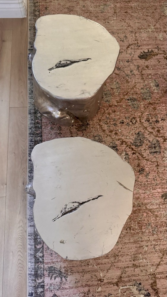 Log SideTable/Stool, Silver Leaf by Phillips Collection