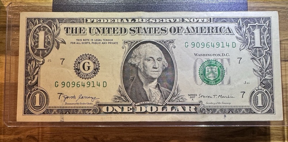 2017A 1$ Note with Reverse Inked mark, Cir., We Ship FAST!