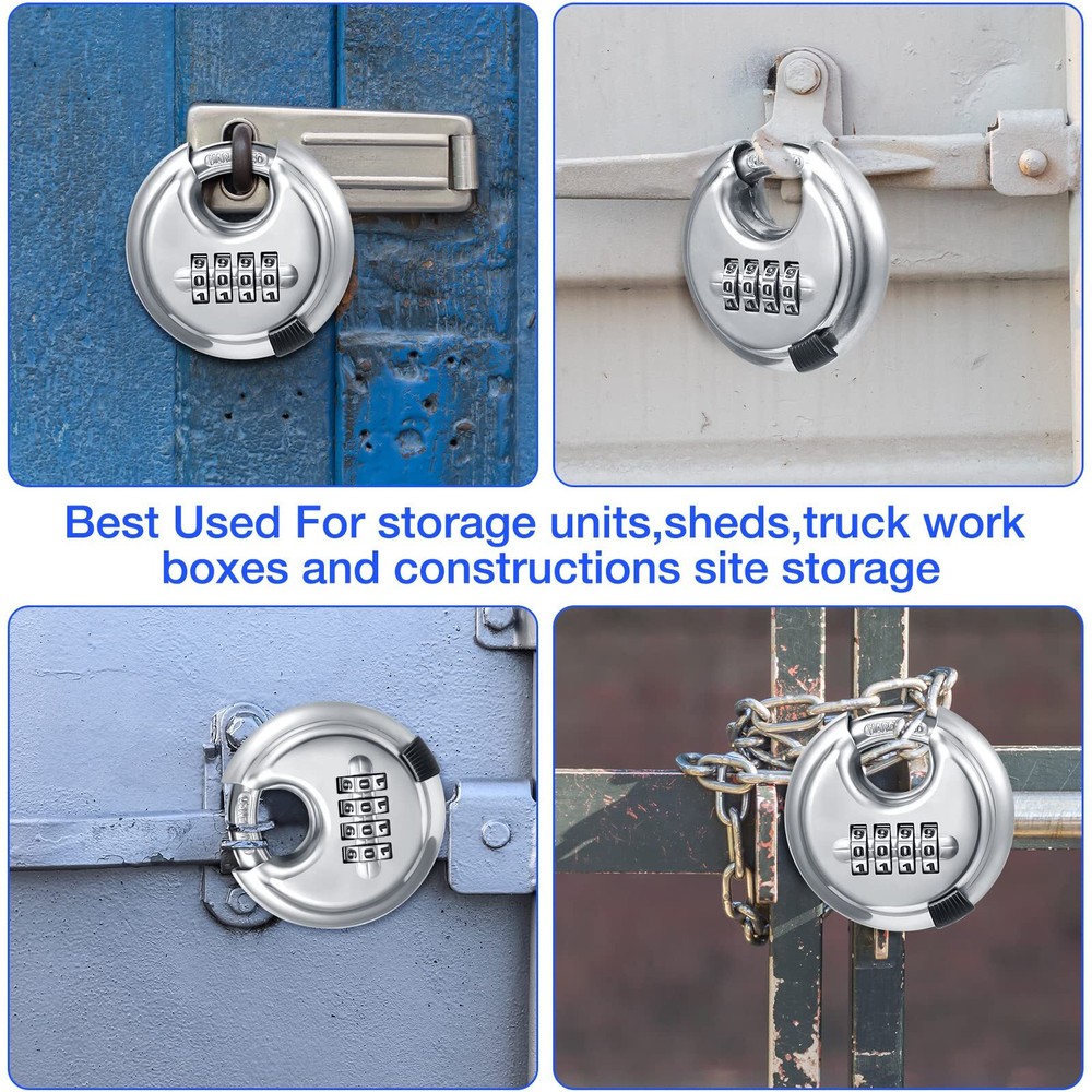 10 Pack 4 Digit Combination Locks Stainless Steel Code Disc Lock Combo