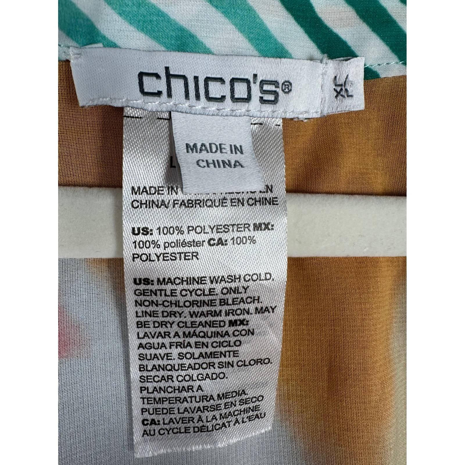 Chico's Kimono Wrap Womens L/XL Orange Pink Watercolor Abstract Boho Coverup