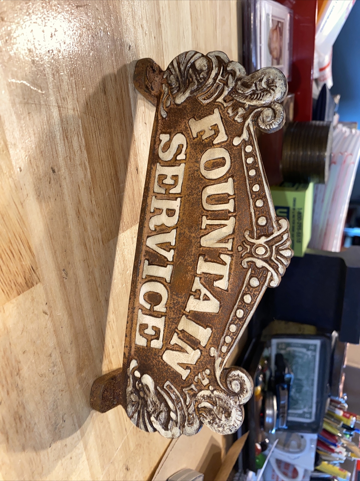 Coca Cola Cash Register Plaque Sign Coke Collector Soda Fountain Patina Metal