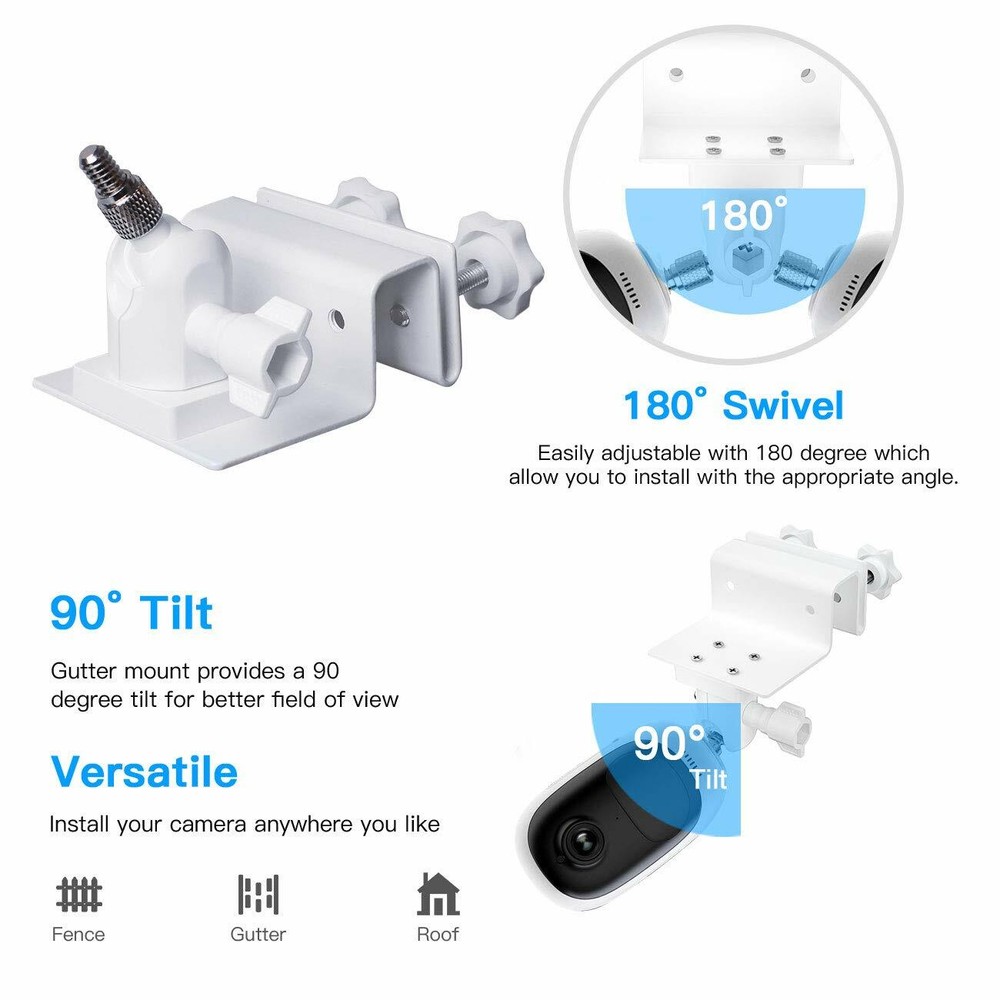 Holaca Gutter Mount for Arlo, Reolink argus 2-Compatible Solar Panels 2pack