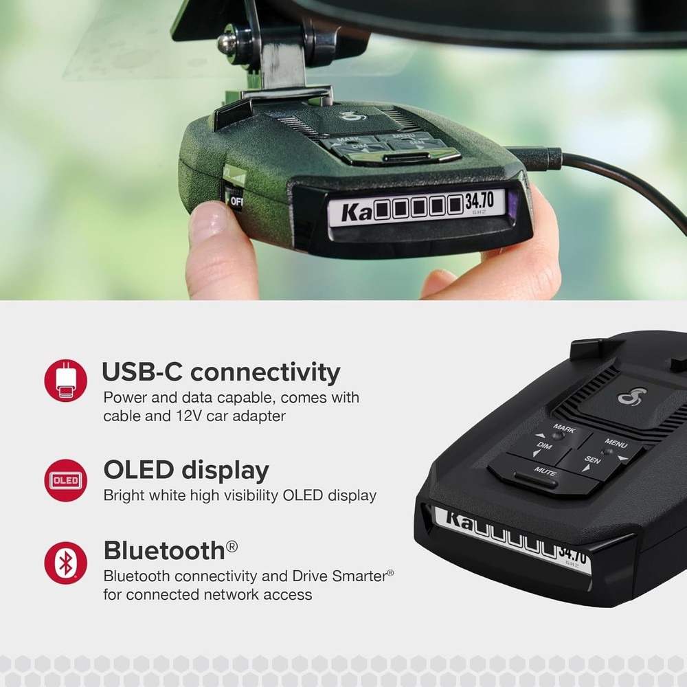 RAD 490I Laser Radar Detector – New Model with Long Range Detection, Bluetooth,