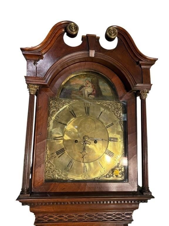 19thc BROUGH WORKINGTON MAHOGANY TALL CASE CLOCK