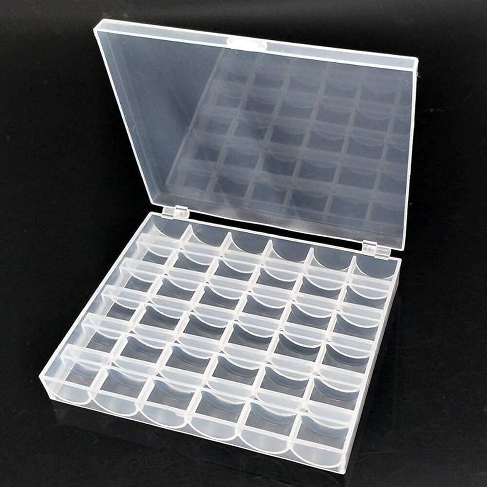 Bobbin Box,Transparent 36 Empty Bobbins Spools Box,Machine Bobbin Organizer P...