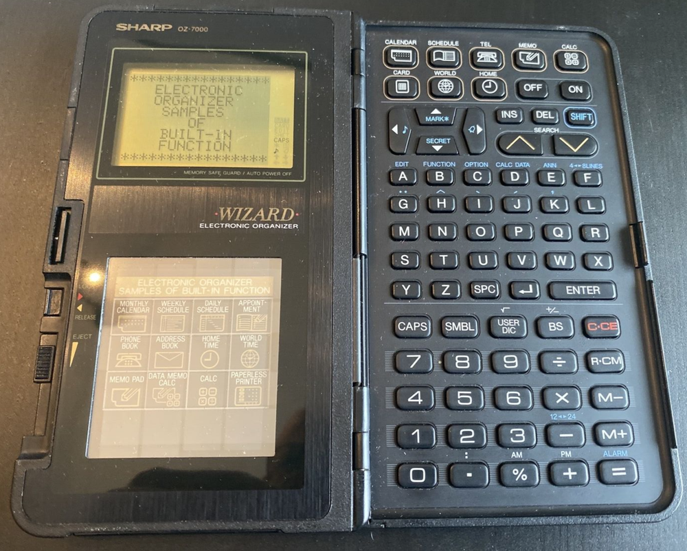 Vtg Sharp OZ-7000 Wizard Electronic Organizer Bundle- Tested Working - New Batts