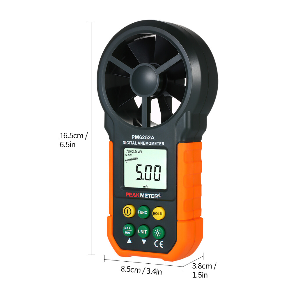 PEAKMETER Handheld Anemometer Portable CFM Thermometer with LCD Backlight Q7K8