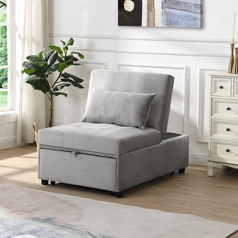 Folding Ottoman Sofa Bed Gray|Grey