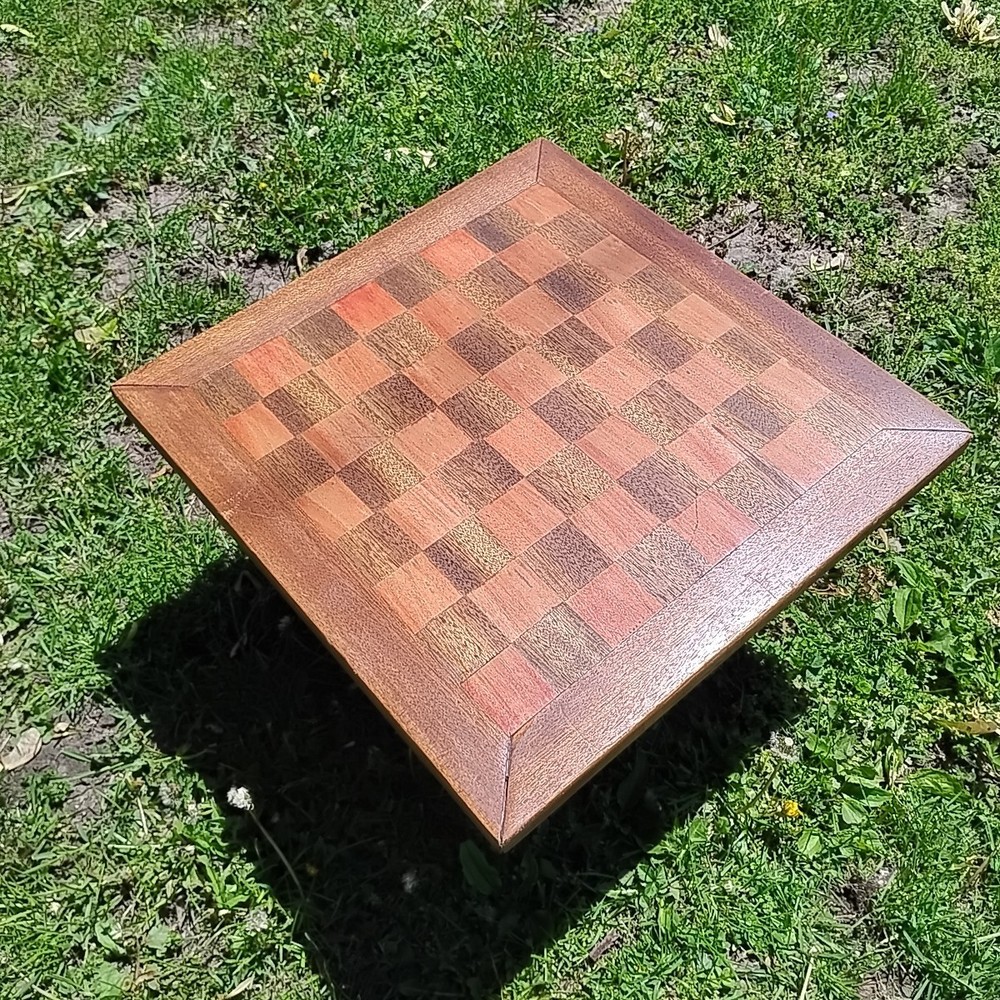 Large 19" Antique Handmade Solid Oak Chess Board