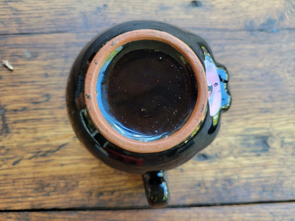 Vintage Black Cat Pitcher Handpainted