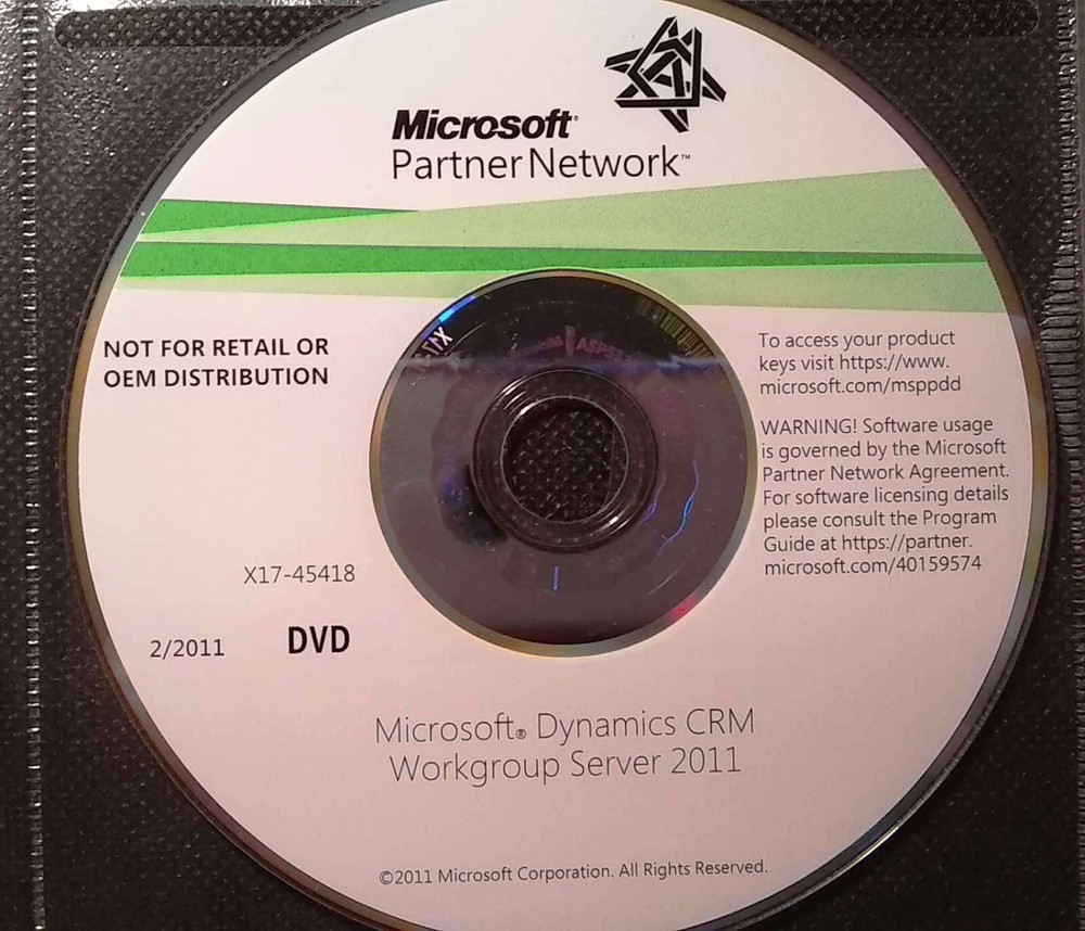 Microsoft Dynamics CRM Workgroup Server 2011 Full Version DVD w/ Product Key