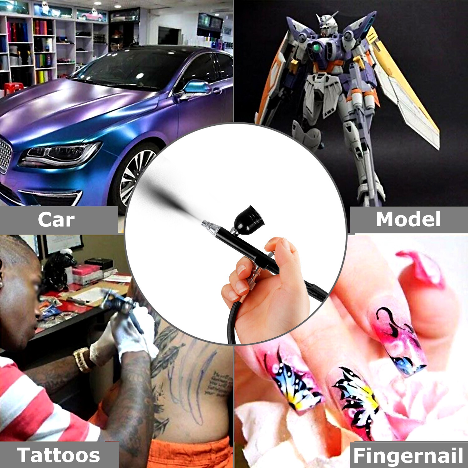 Dual Action Gravity Feed 0.3mm Gun Spray Airbrush Nail Art Paint Tattoo Tool Set