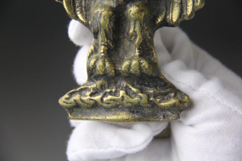 Antique Cast Brass Spread Winged Eagle Door Knocker - Perched Bird