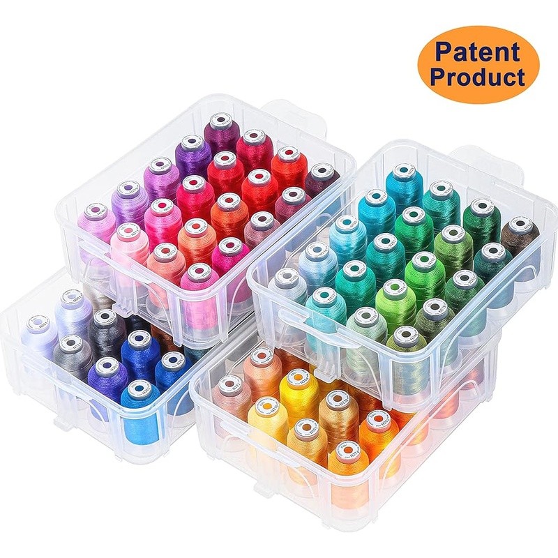 80 Spools Polyester Embroidery Thread W/ Clear Storage Box & Yarn Snips New