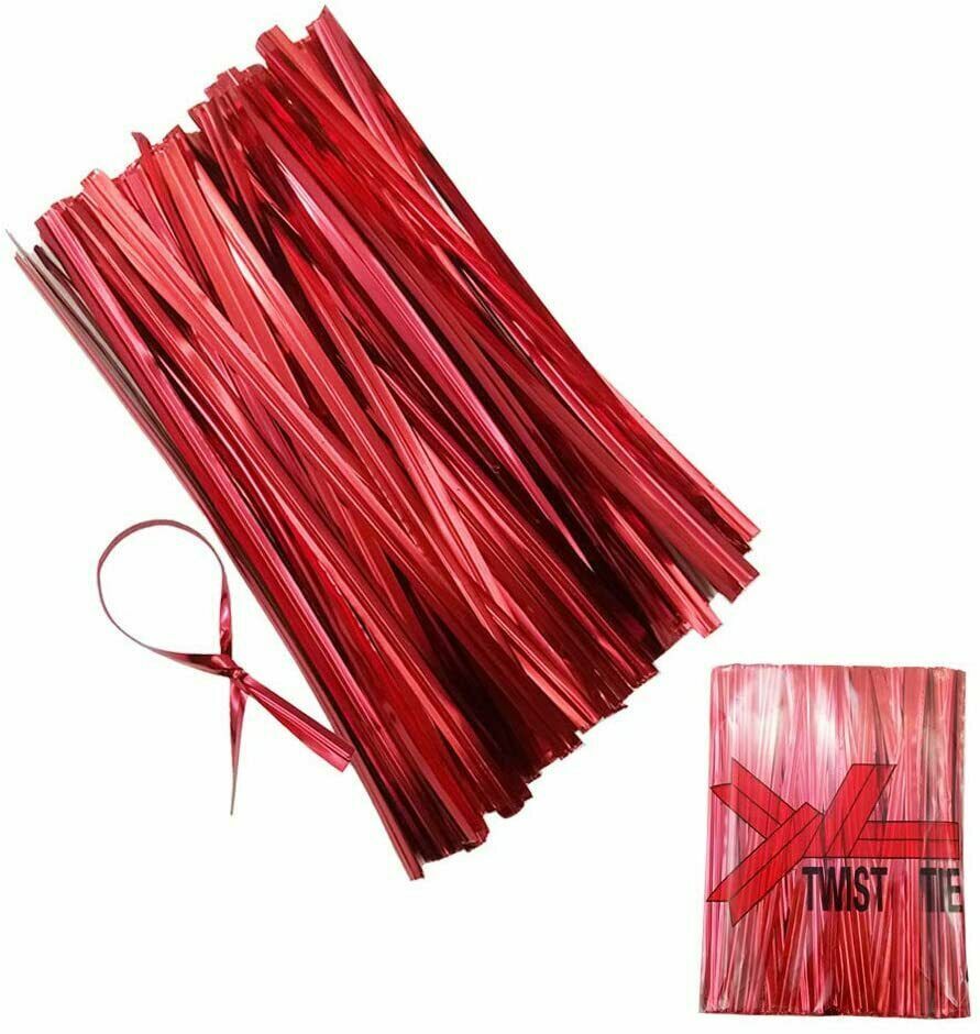 New uline 4 inch red plastic twist ties gift ties cable ties - s-2505bl