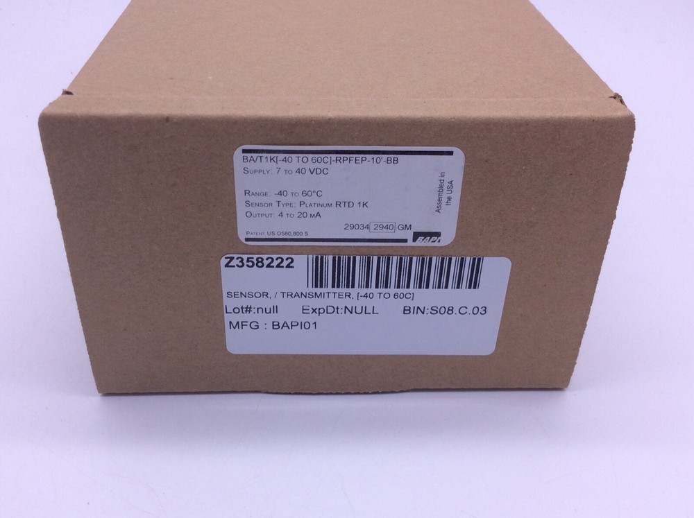 BAPI BA/T1K Temperature Sensor Transmitter (-40 to 60c)