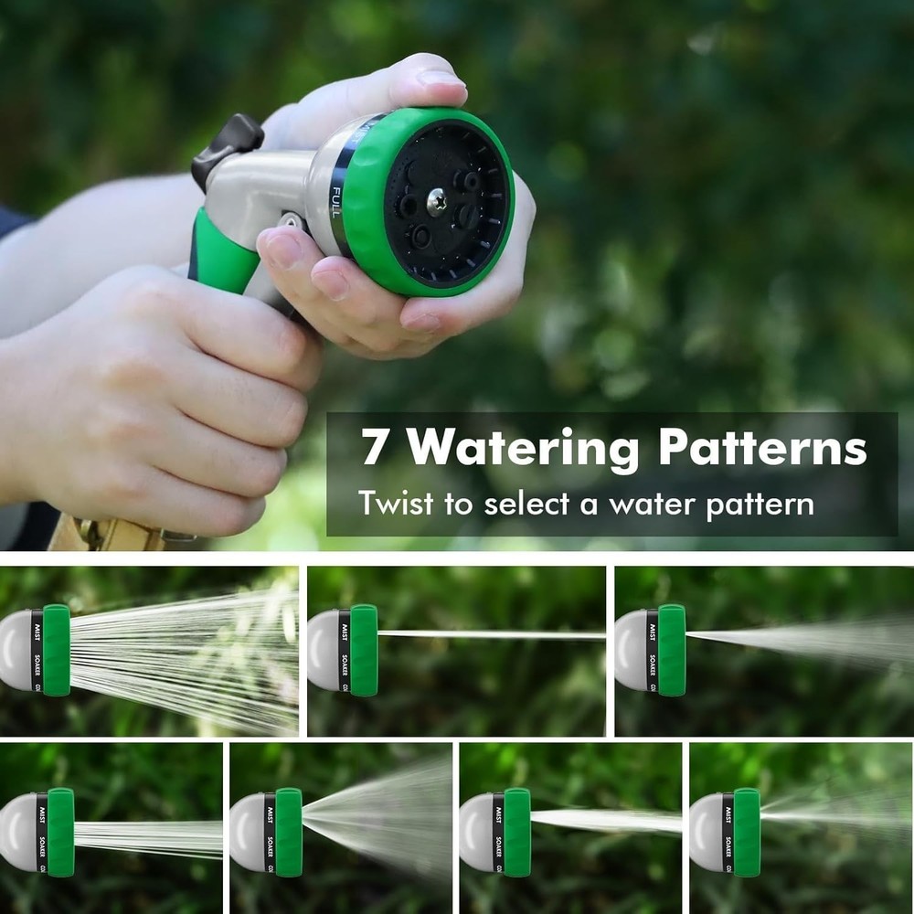 Ergonomic Garden Hose Nozzle – 7 Spray Patterns, Flow Control & Leak-Proof