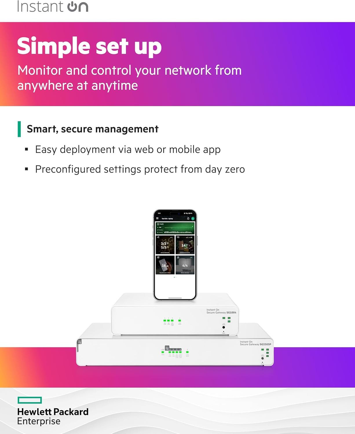 HPE Networking Instant On Secure Gateway SG2505P 5-Port US Cord S0G34A#ABA