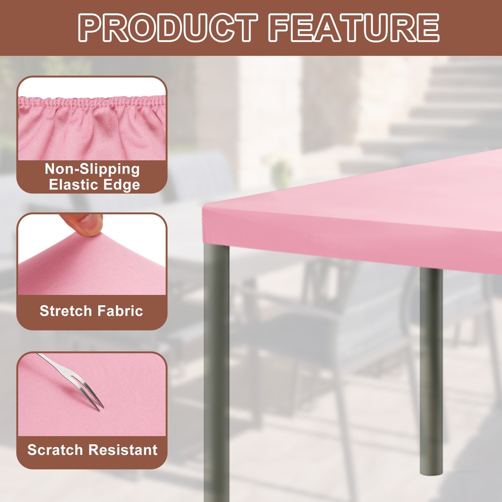 Fitted Tablecloth Fit 4ft Rectangle Table, Table Cover (48"x23", Dark Pink)