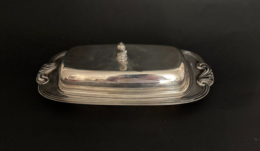 Oneida Covered Butter Server Silverplate with Glass Insert 3 Piece Vintage