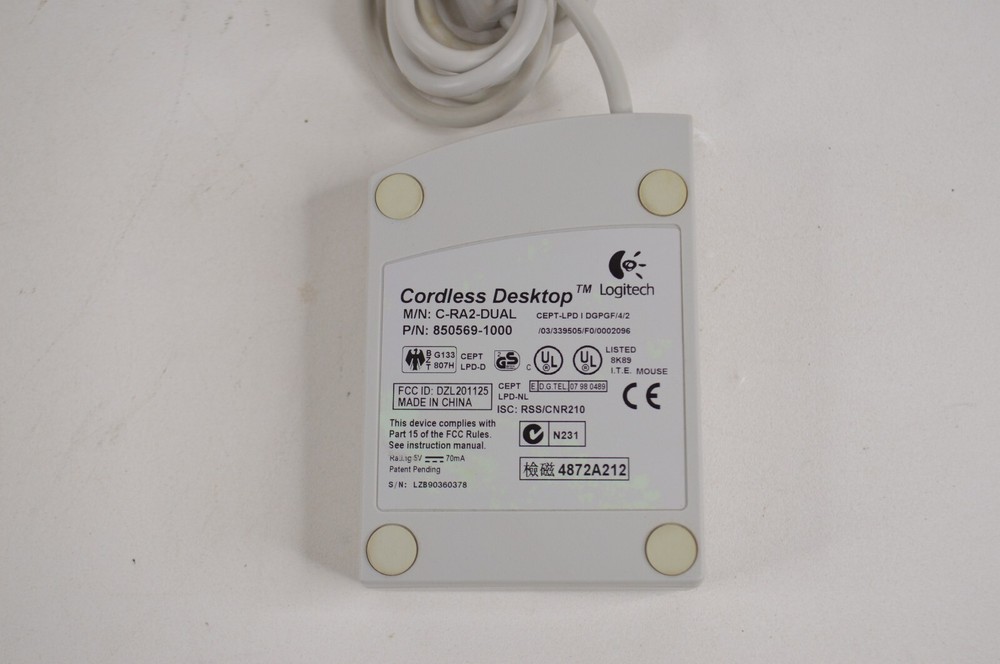 Logitech Cordless Desktop Receiver PS/2 Inputs for Keyboard & Mouse w/ 5 Pin DIN