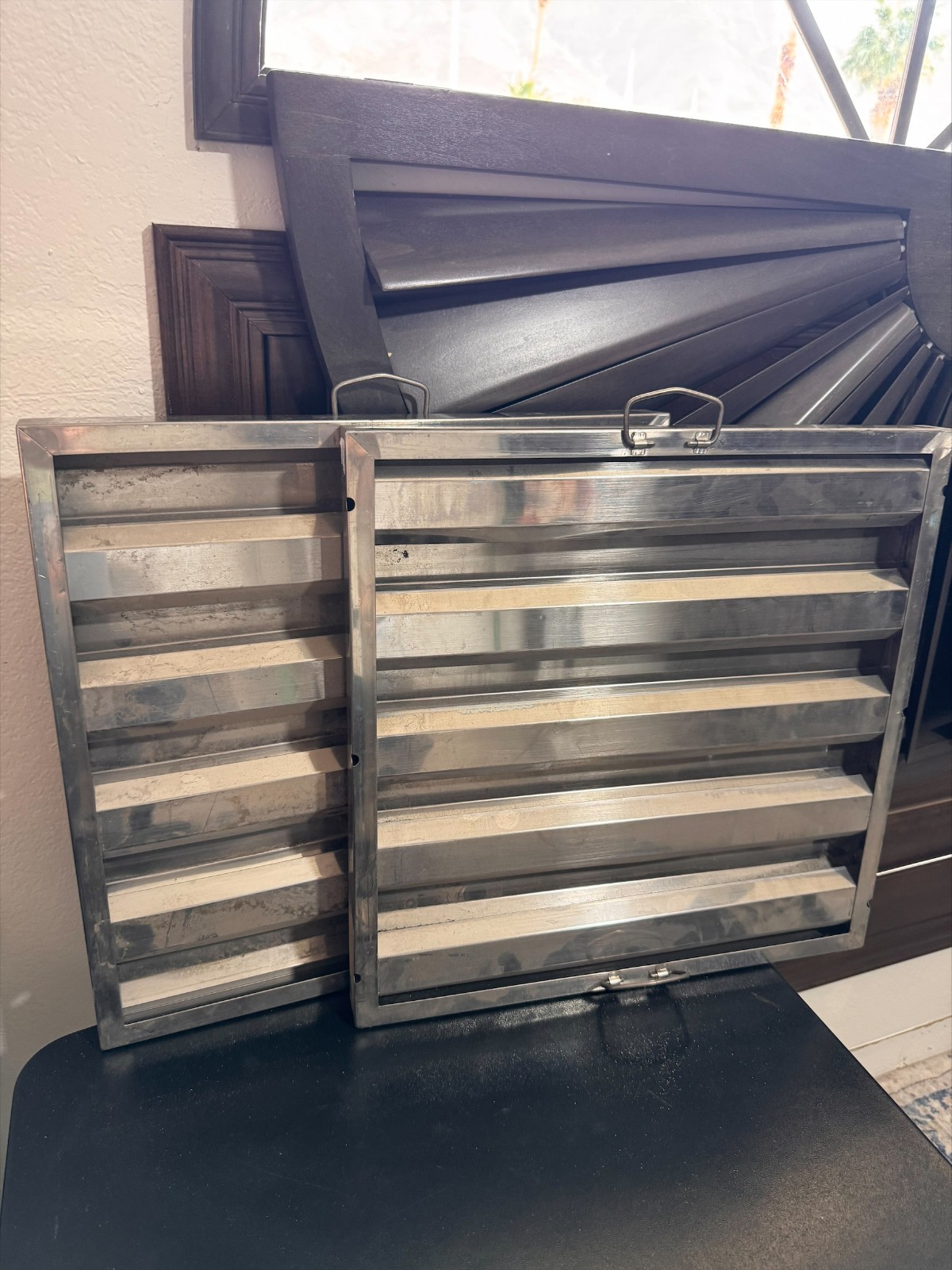 Set of 2  Commercial Hood Baffle Filters Stainless Steel 19.5x19.5x1.5 Unbranded