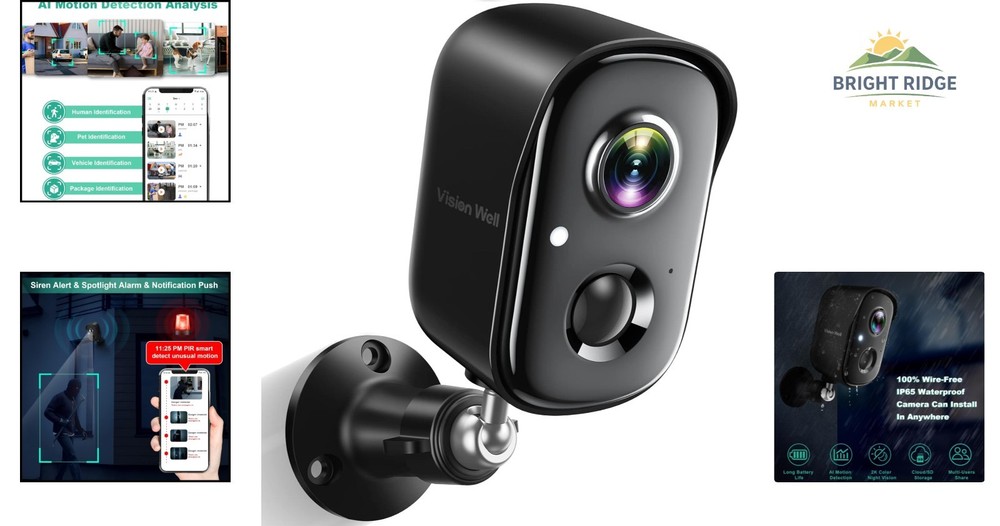 Wall Mountable Security Camera with Rechargeable Battery and Screw Installation