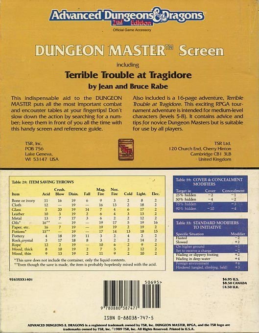 REF1 DUNGEON MASTER SCREEN EXC+! Vintage MODULE TSR D&D Dungeons Dragons #9263