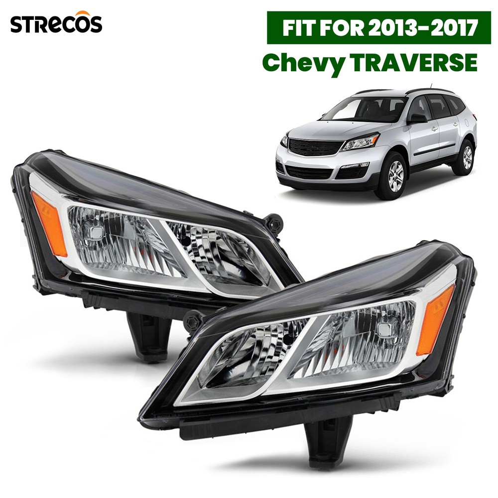 Halogen Headlights For 2013-2017 Chevy Traverse with Bulbs Pair Left+Right