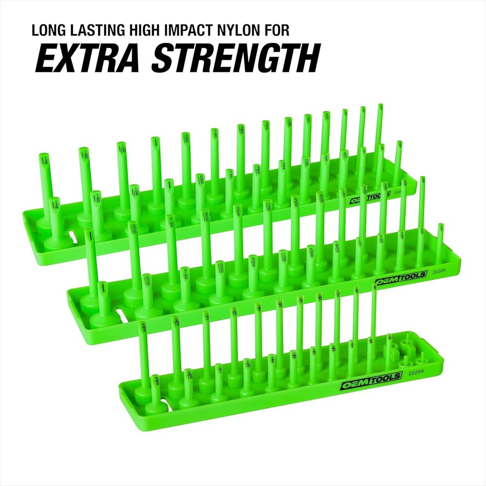 ABS Plastic Socket Tray Set, 1/4", 3/8", 1/2" Drives