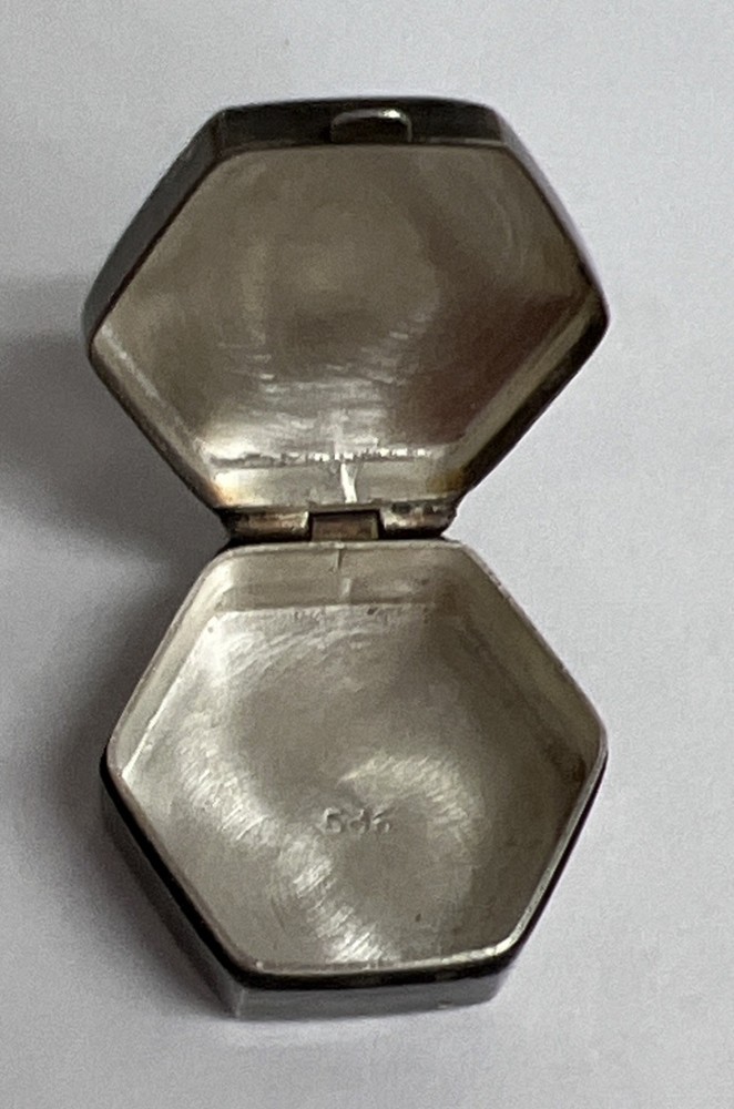 Vintage Engraved Sterling Silver Octagon Pill Box