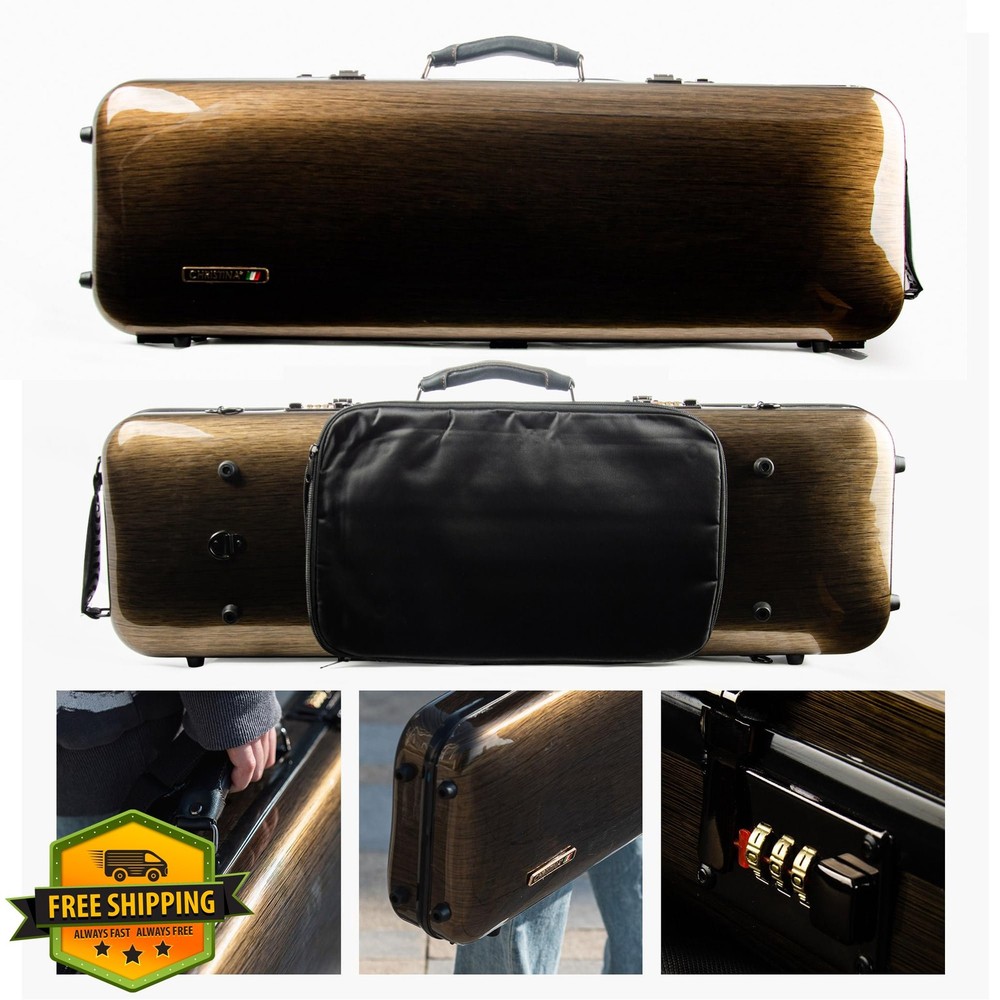 Christina 4/4 Violin Case Carbon Fiber Golden Rectangular Lock