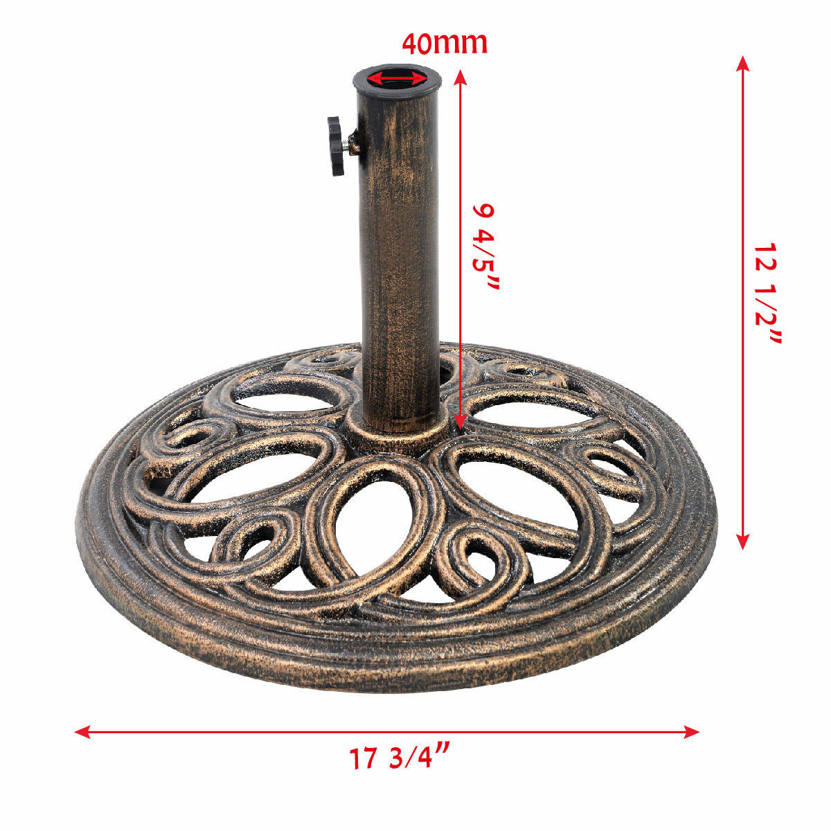17 3/4" Round Umbrella Base Heavy Duty Stand Market Patio Outdoor Cast Iron