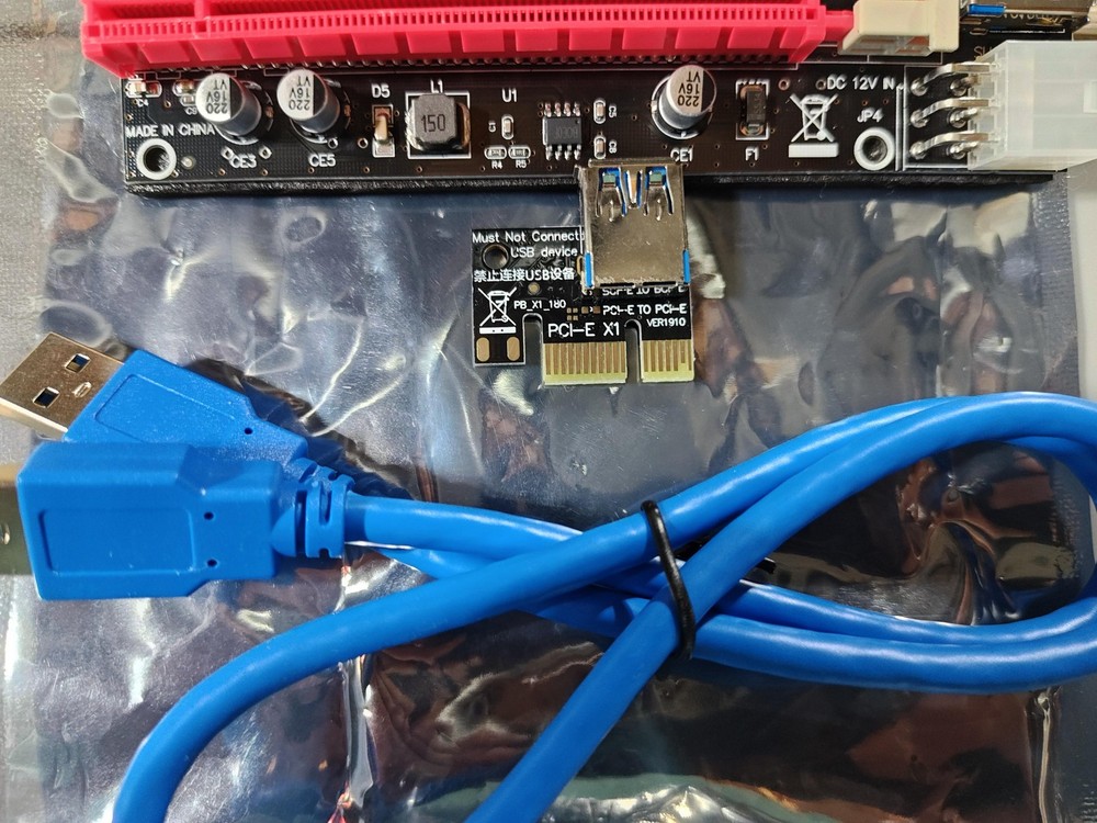 PCI-E 1X To 16X GPU Riser Card Adapter USB 3.0 Cable Powered Mining Rig