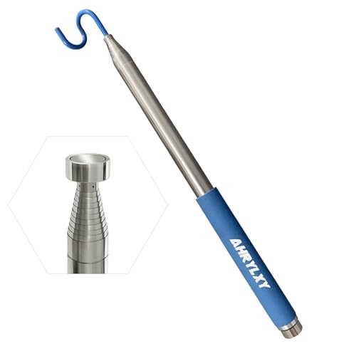 10 FT Telescoping Pickup Tool Magnetic Pole with Hook, Telescopic Two-hooks