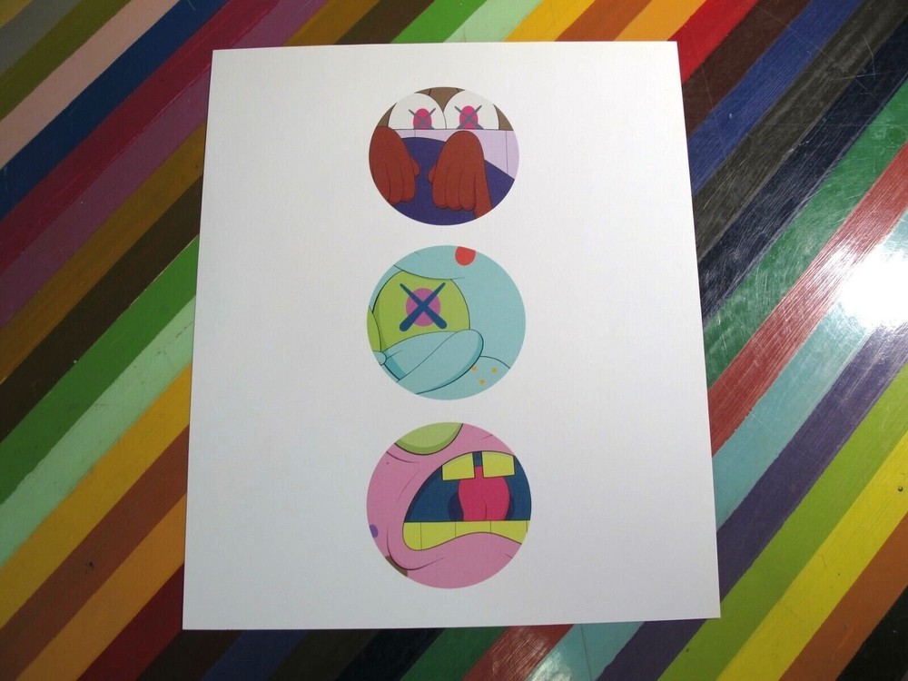vtg KAWS art show print - process transparency worksheet finished v1 2 sided