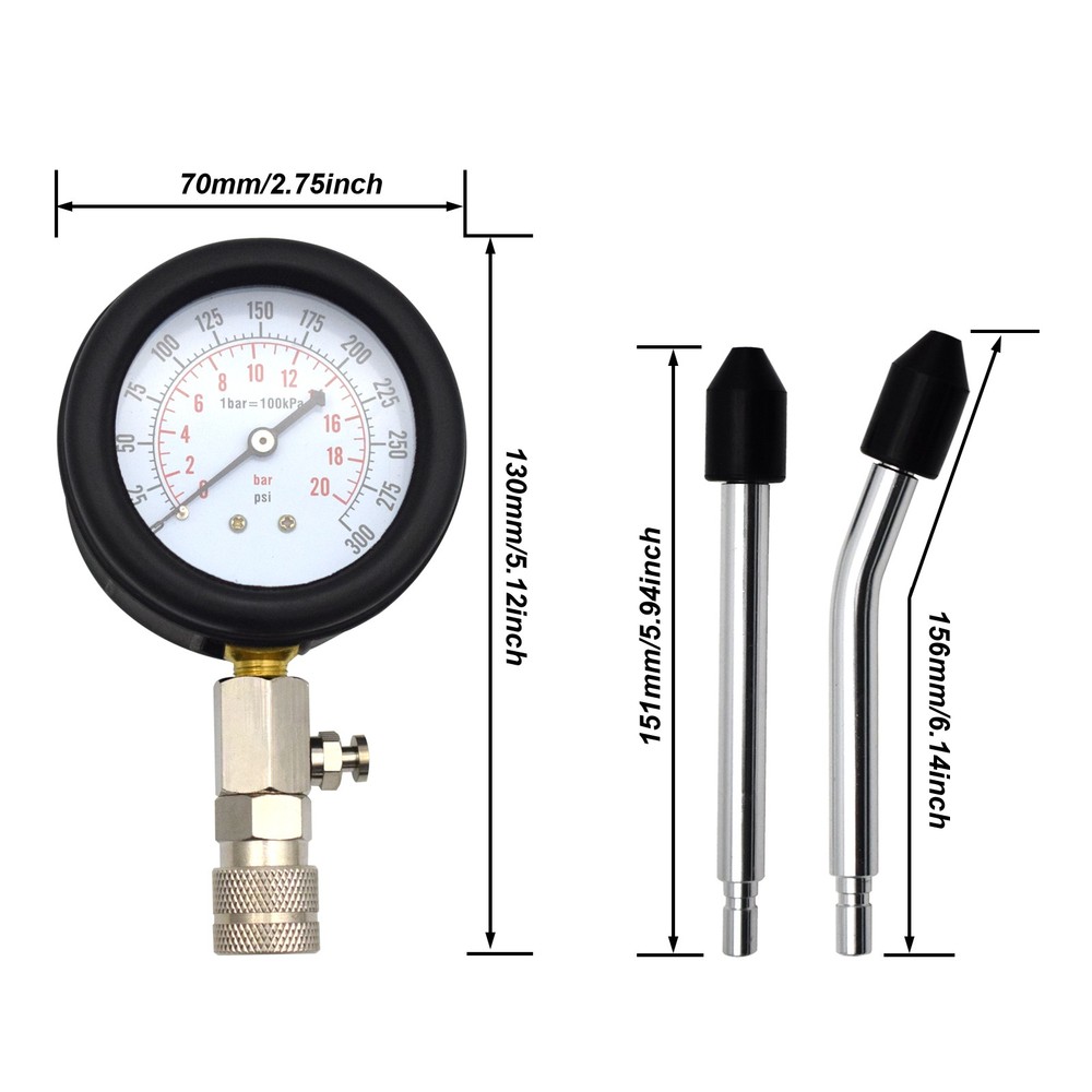Engine Cylinder Compression Tester Gauge Kit Gas Petrol Diagnostic Testing Tool