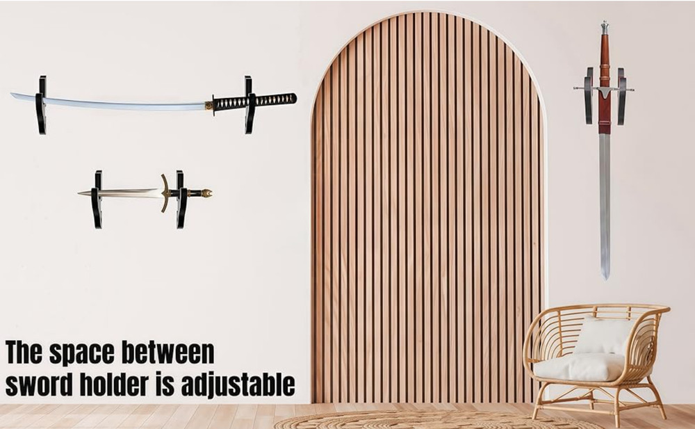 2/Set Sword Hook Wall Mount Samurai Sword Hanger Display Holder Adjustable for..